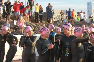 One of my favorite pics!  I'm pretty sure I'm telling Debbie that I was peeing in my wetsuit.....RIGHT THEN!  She doesn't seem impressed :)